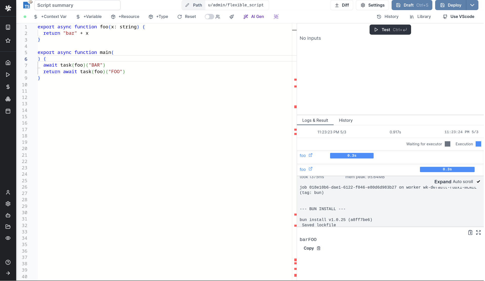 Flow as code in TypeScript